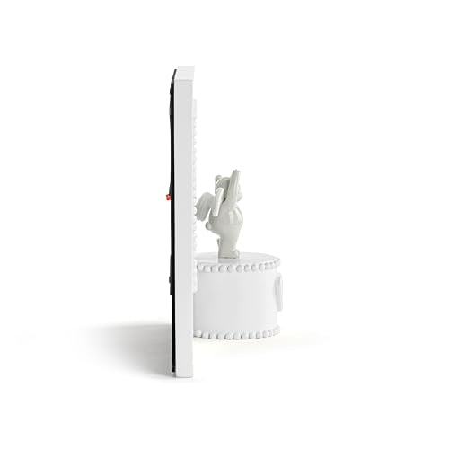 DEMDACO Musical Frames Collection Angels Danced White Beaded 8 x 7 Resin Keepsake Baby Picture Frame with Angel Bear Figur...