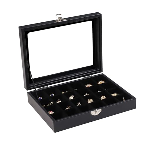 Wudygirl Jewelry Organizer Small Jewelry Box Jewelry Tray with Lid Velvet Earring Organizer Jewelry Earrings Holder Ring D...