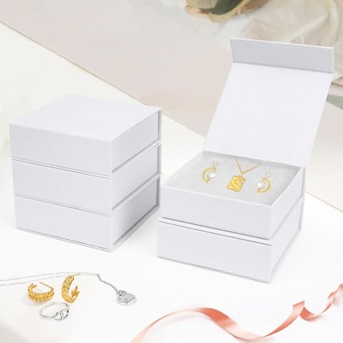 Mirgrime Jewelry Gift Boxes, 5 Pack 3.5x3.5x1 inch Small Jewelry Boxes, Cardboard Box for Necklaces Bracelet Earring Ring...