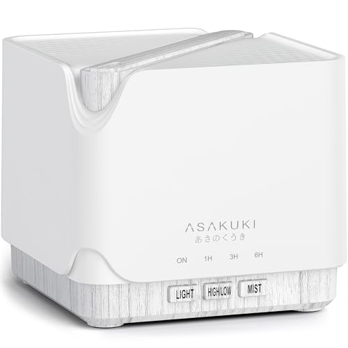 ASAKUKI Essential Oil Diffuser for Home, Large 700 ml Humidifier with Automatic Shut-Off, Quiet Aromatherapy Diffuser with...