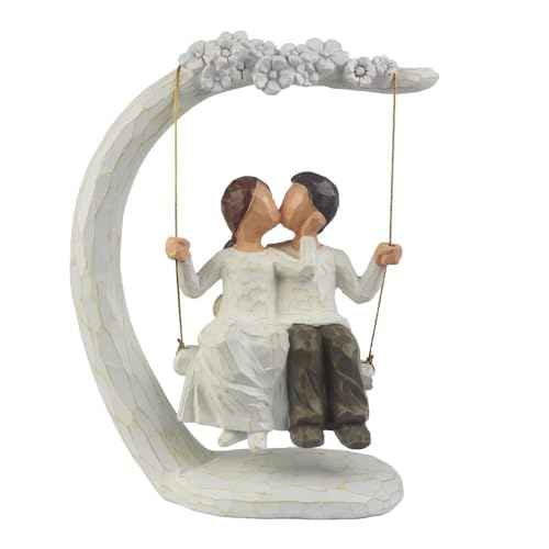 jinhuoba Romantic Wedding Couple Figurines, Hand Painted Loving Together Sculpture, Best Valentine Marriage Anniversary We...