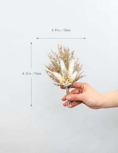 Mini Dried Flower Bouquet Set of 6, Boho Wedding Decor, Boutonniere for Men,Table Centerpieces, Dry Pampas Grass,Birthday ...