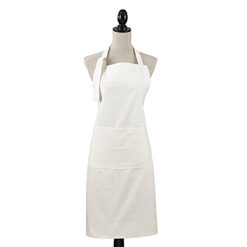SARO LIFESTYLE Cuisine Apron Collection Classic Denim Apron/2443.W01, Full, White