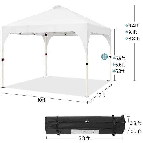 Yaheetech 10x10 Pop Up Canopy Tent with Vent, Easy Set Up Tent, Instant Sun Shelter Canopy with Wheeled Bag, 4 Sandbags, 1...