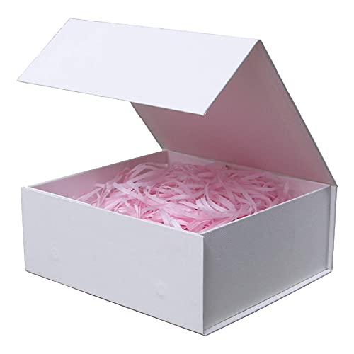 Rsgift White Gift Box with Lids,9.7x7.2x3.3 Inch Gift Boxes for Presents,Magnetic Closure boxes for Wedding,Birthday,Gradu...