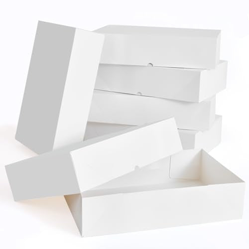 YANGTE 12 Premium Gift Boxes with Lids for Presents, Extra Large White Boxes for Wrapping Gifts, 4-inch Deep Clothing Gift...