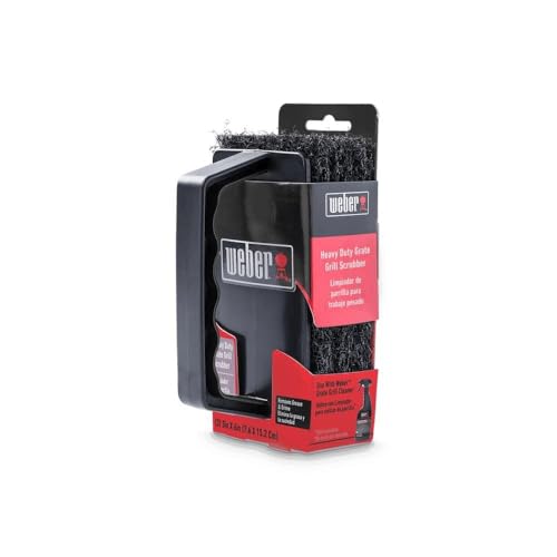 Weber Grill Grate Scrubber, Black – Heavy‑Duty BBQ Grate Scrubber with Comfortable Contoured Grip & 3 Replaceable Cleaning...