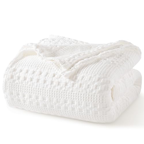 PHF 100% Cotton Waffle Weave Blanket King Size for Bed, Soft Lightweight & Breathable for Spring and Summer, All-Season Co...