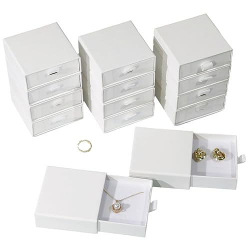 40Pcs White Small Jewelry Boxes 3.54×3.54×1.26in Cardboard Jewelry Gift Boxes Jewelry Packaging for Small Business for Nec...