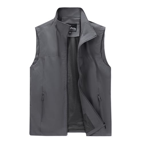MANLUODANNI Men's Lightweight Vest Sleeveless Outdoor Work Jacket for Travel Hiking Running