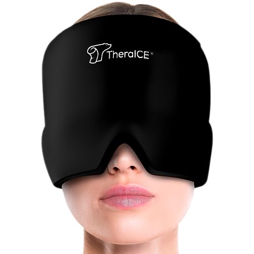 TheraICE Migraine Relief Cap | Soothing Headache Hat Ice Pack Mask | Face Cold Compress Cooling Gel Head Wrap Products for...