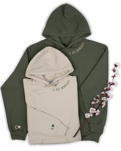 coreus Custom Matching Hoodies Couple Hoodies Customized Roman Numeral Hoodie Personalized Couple Stuff BF GF Relationship...