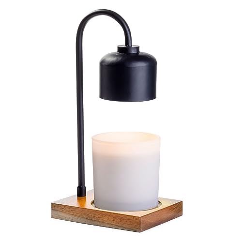Candle Warmers Etc. Black & Wood Arched Lamp – for Top-Down Warming & Flame-Free Fragrance