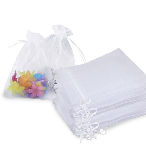 Stratalife Organza Bags 5x7 Drawstring Baggies 100 Pcs Small Mesh Jewelry Pouches Party Favor Goodie Bags for Wedding Tull...