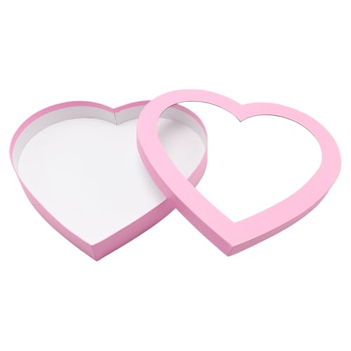 Dylcypheria 12.5inch Empty Big Heart Shaped Gift Box With Window Charcuterie Cardboard Chocolate Strawberry Packaging Vale...