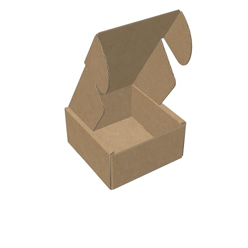 easycustomerlee 4x4x2 Small Shipping Boxes Set of 100 Brown Corrugated Cardboard Mailer Boxes for Packaging Small Business...