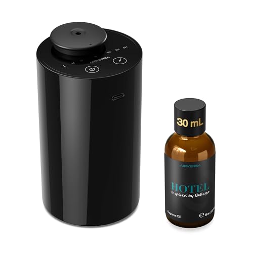 Airversa Waterless Essential Oil Diffuser Starter Kit with 30mL Hotel Fragrance Oil Inspired by Blagio, Battery Operated C...