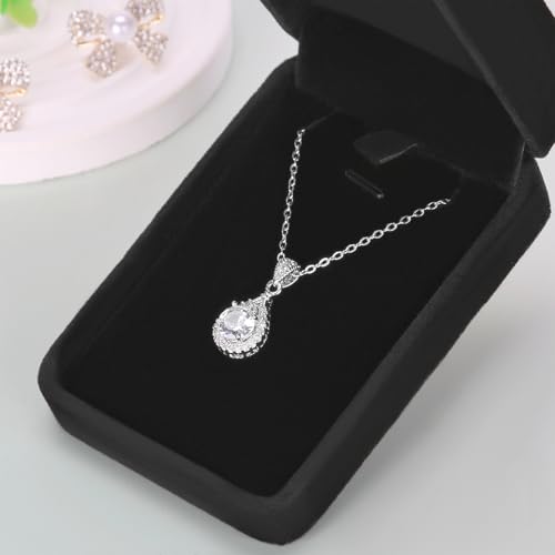 KUKUVR 2 Pieces Classic Velvet Necklace Pendant Box for Jewelry Gift, Small Jewellry Storage Display Case for Wedding Enga...