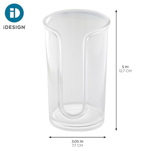 iDesign Round Cosmetic Cotton Pad Holder - Cosmetic Dispenser for Cotton Rounds - Clear