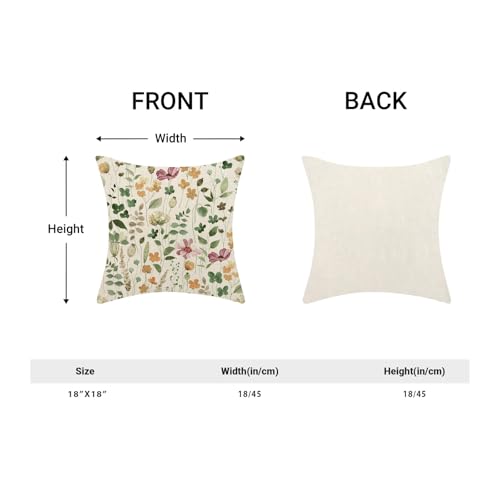 Yxuiyal Spring Pillow Covers 18x18 Set of 2 Green Pink Floral Leaves Throw Pillow Covers Decoration Summer Flower Plants F...