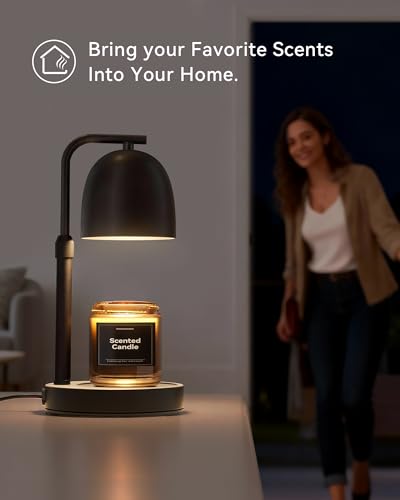 LISUNAR Candle Warmer Lamp with Timer Dimmable, Adjustable Height Black Candle Warmer for Jar Candles, Birthday Gifts for ...