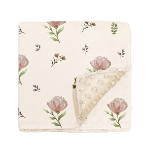 SWESEN Baby Blanket for Girls, Super Soft Double Layer Minky Blankets with Dotted Backing, Floral Toddler Newborn Nursery ...