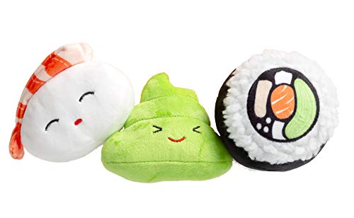 Pearhead Sushi Plush Squeaky Dog Toys – Soft Durable Food-Themed Chew Toys for Small & Medium Dogs, Interactive Plush Dog ...