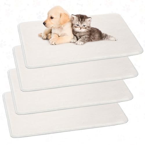 Drydiet 4 Pcs Pet Carrier Pad Travel Pet Reversible Dog Mat Replacement Liners for Travel Dog Bed Pad Washable Plush Doubl...