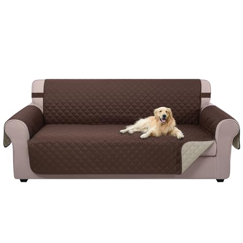 U-NICE HOME Reversible Sofa Cover Washable Couch Cover for Dogs Friendly with Elastic Straps Water Repellent Furniture Pro...