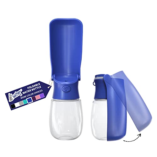 WePet Foldable Portable Dog Water Bottle Puppy Water Dispenser with Drinking Feeder, 12 OZ, High-Temperature Resistant Lea...