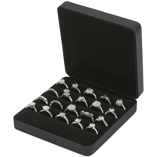 KUKUVR Ring Storage Organizer Box for Multiple Rings, Travel Portable Jewelry Ring Stud Earring Case, Ring Tray Holder Sho...