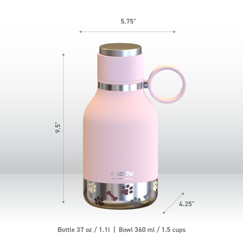 Asobu Buddy Bottle a Stainless Steel Insulated Water Bottle for with Removable Dog Water Bowl and Dog Food and Treat Stora...
