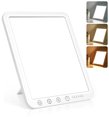 DIKAKO Light Therapy Lamp, 15000 Lx Sun Lamp,3 Color Temperature, 5 Levels of Adjustable Brightness and Timer Function Lig...