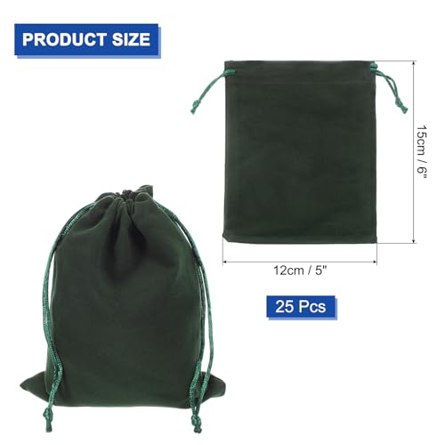 uxcell 25 Pcs Velvet Drawstring Bag, 5 x 6 Inch Jewelry Velvet Pouches Gift Bags for Wedding Party Favor Candy Jewelry Pac...