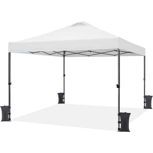 Yaheetech 10x10 Pop up Canopy Tent, Commercial 150D Silver Coated Fabric Outdoor Instant Tent w/Wheeled Bag, 4 Sandbags, 8...