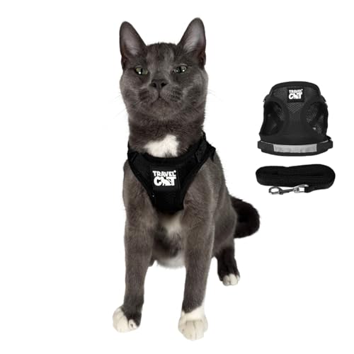 Travel Cat Harness and Leash Set - Adjustable Fit Mesh Cat Harness and Reflective Strap - Comfort Walking Vest for Kitten ...