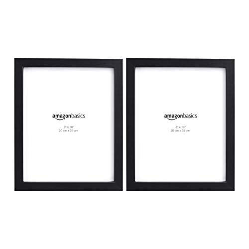Amazon Basics Rectangular Photo Picture Frame, 8" x 10", Wall Hanging or Tabletop Display, Black, 2-Pack, Horizontal or Ve...