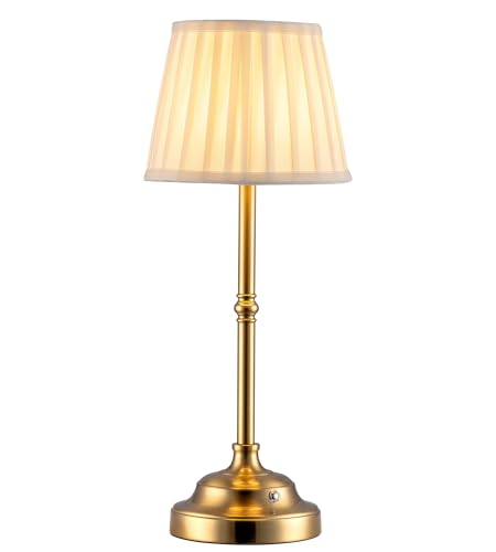 KDG Portables Cordless Table Lamp, Fabric Shade Desk Lamp, 4000mAh Rechargeable Battery Powered Lighting, Dimmable Light f...