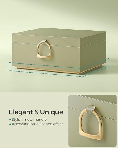 SONGMICS 2-Layer Jewelry Box, Jewelry Organizer with Handle, Removable Jewelry Tray, Jewelry Storage, Floating Effect, 8.1...
