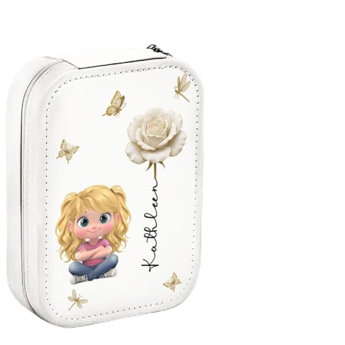 Wrappiness Women & Girls Floral Makeup Box With LED Mirror - Personalized Birthmonth Flower Travel Jewelry Organizer Gift ...