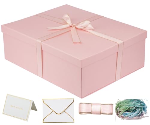 YINUOYOUJIA Large Gift Box 16.5x13x5.5 inches,Pink Gift Box for Presents,Birthday,Valentine's Day,Mother's Day,Christmas,A...