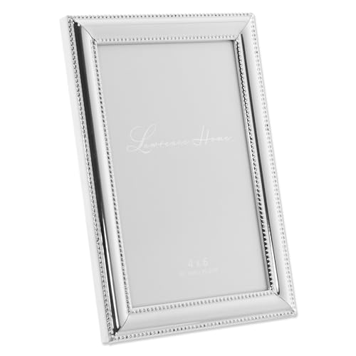 Lawrence Frames 510746 4x6 Metal Picture Frame Silver-Plate with Delicate Beading