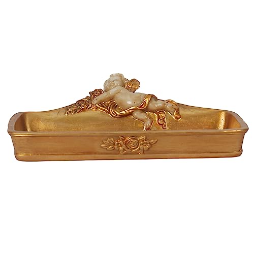 S-MANTIS Vintage Tray Antique Trinket Dish, Small Rectangular, Ring Holder With Cherub and Floral Design,Jewelry Or Cosmet...