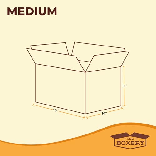 The Boxery Moving Boxes 10-Pack Medium | 18x14x12 inch Brown/Kraft Corrugated Cardboard Packing, Moving & Storage for Busi...