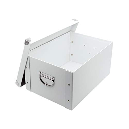 GUOZI Collapsible Storage Box, Decorative Memory Box with Lid & Metal Reinforced Corners, Cardboard File Bin with Handles,...