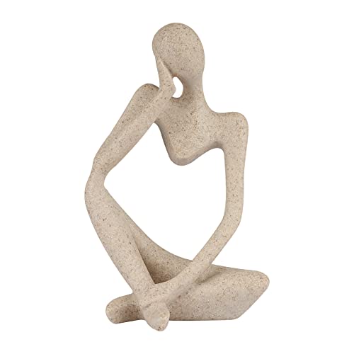 Ozzptuu Sandstone Resin Thinker Style Abstract Sculpture Statue Collectible Figurines Home Office Bookshelf Desktop Decor(...