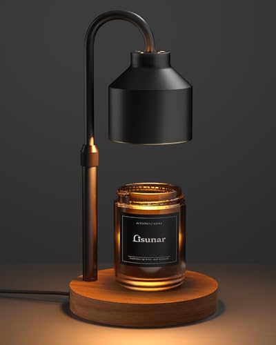 LISUNAR Electric Candle Warmer Lamp Black, Candle Lamp Warmer with Timer, Wax Warmer Lamp for Jar Candles, Adjustable Heig...