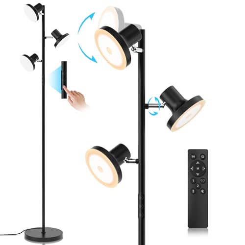 SIBRILLE 36W LED Tree Floor Lamp, Modern Dimmable Standing Lamp with Remote & Touch Control, 4 Color Temperatures, 3 Rotat...