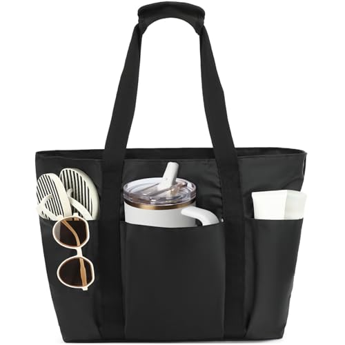 Fammart Waterproof Beach Bag for Women with Wet Pocket, Beach Tote Compatible with Stanley Cup for Pool Travel Cruise