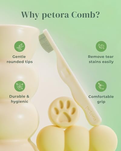 [petora] BRUSH ON ME Gentle Facial & Eye Comb for Dogs & Cats | Smooth & Stress-Free Tear Stain Remover | Fine-Tooth Groom...